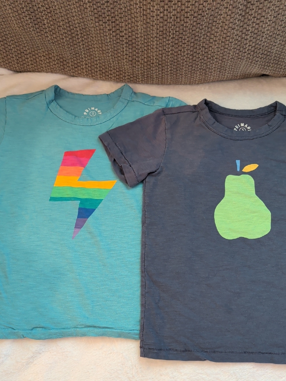 Primary-Teal & Navy Kids' Short Sleeve Tees - Rainbow Lightning & Lime Pear